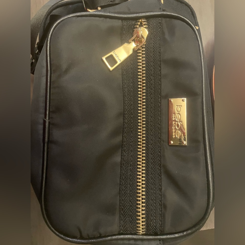 Bebe Los Angeles - black crossbody purse with gold
